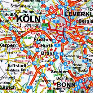 Germany Road and Shaded Relief Tourist Map.