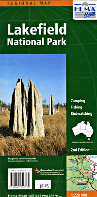 Lakefield National Park, Regional Road and Tourist Map, Queensland, Australia.