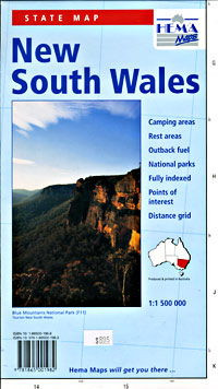 New South Wales State, Road and Tourist Map, Australia.