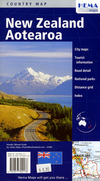 New Zealand, Road and Tourist Map.