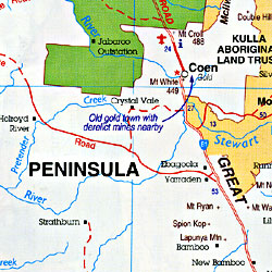Queensland, North, Regional Road and Tourist Map, Australia.