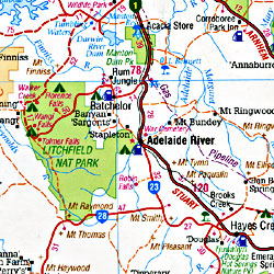 Northern Territory State, Road and Tourist Map, Australia.