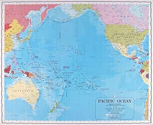 Pacific Ocean WALL Map.