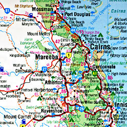 Queensland State, Road and Tourist Map, Australia.