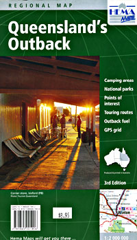 Queensland's Outback, Regional Road and Tourist Map, Australia.
