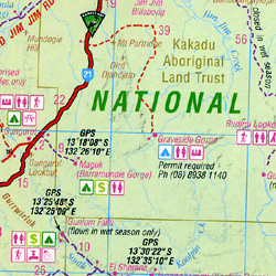 Top End and Gulf, Regional Road and Tourist Map, Northern Territory, Australia.