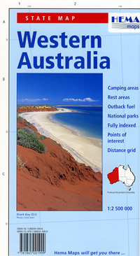 Western Australia State, Road and Tourist Map, Australia.