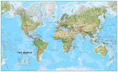 World Physical WALL Map (Flat Sheet).