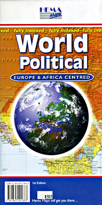 World POLITICAL, Europe and Africa Centered Map.