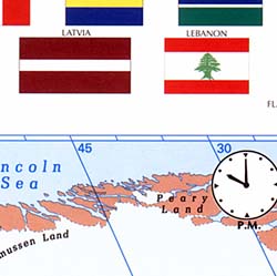 World Political, "Pacific Centered" with Flags WALL Map.