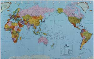 World Political, Pacific Center, WALL Map.