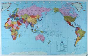 World Political, Pacific Center WALL Map.