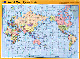 World Political Pacific Centered PUZZLE Map.