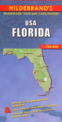 Florida Road and Shaded Relief Tourist Map, America.