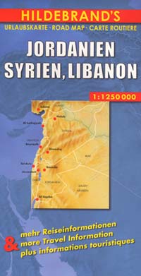 Syria, Lebanon, and Jordan, Road and Shaded Relief Map.