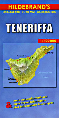 Tenerife Island, Road and Shaded Relief Map, Canary Islands, Spain.