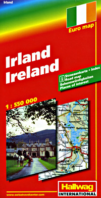 Ireland Road and Shaded Relief Tourist Map.