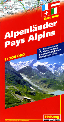 Alpine Countries Road and Shaded Relief Tourist Map.
