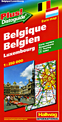 Belgium and Luxembourg Road and Shaded Relief Tourist Map.