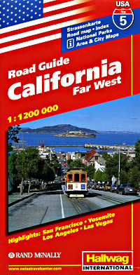 California Road and Shaded Relief Tourist Map, America.