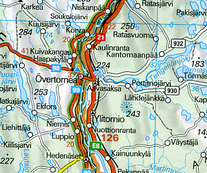 Finland Road and Shaded Relief Tourist Map.