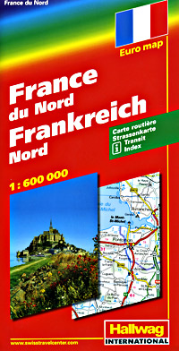 France, NORTH, Road and Shaded Relief Tourist Map.