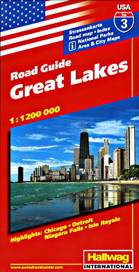 Great Lakes Region, Road and Tourist Map.