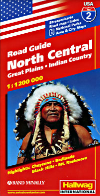 America (USA), NORTH CENTRAL, Road and Tourist Map.