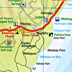 Hawaii Road and Shaded Relief Tourist Map, America.
