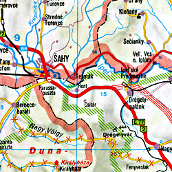 Hungary Road and Shaded Relief Tourist Map.