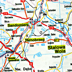 Poland Road and Shaded Relief Tourist Map.