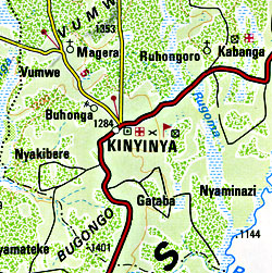 Burundi Road and Tourist Map.