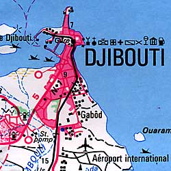 Djibouti Road and Physical Shaded Relief Map.