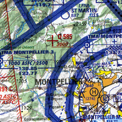 France, Southwest, Aeronautical Map.