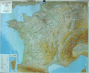 France, Physical WALL Map.