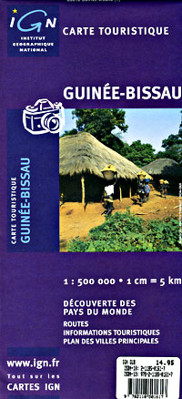 Guinea-Bissau, Road and Physical Tourist Map.