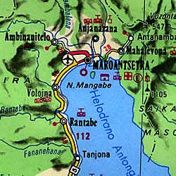 Madagascar Road and Shaded Relief Tourist Map.