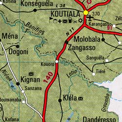 Mali Road and Physical Tourist Map.