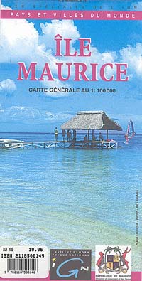 Mauritius Island, Road and Topographic Tourist Map, Indian Ocean.