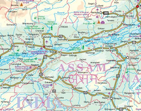 India South and North East Road and Physical Travel Reference Road Map.