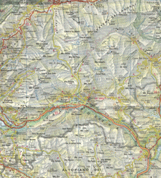 Italy North East Road and Physical Travel Reference Map.