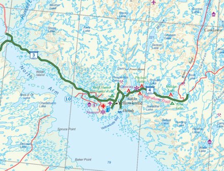 Northwest Territories Road and Physical Travel Reference Map, Northwest Territories, Canada.