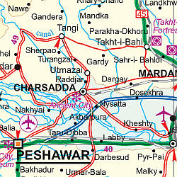 Pakistan Road and Physical Travel Reference Map.