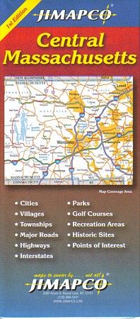 Central Massachusetts Road and Tourist Map, America.
