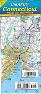 Connecticut and Rhode Island Road and Tourist Map, America. 