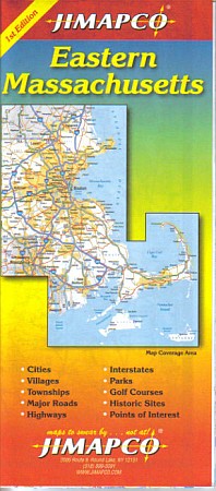 Eastern Massachusetts Road and Tourist Map, America.