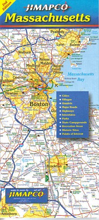 Massachusetts Road and Tourist Map, America.
