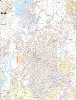 Charlotte WALL Map, North Carolina, America.