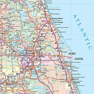Florida WALL Map (Zip Codes), America.