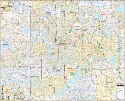 Minneapolis & St Paul WALL Map.
